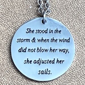 “She stood in the storm” Inspirational Silver Pendant Necklace Elizabeth Edwards